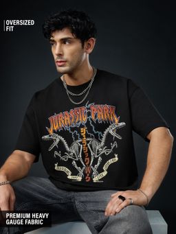 The Souled Store - Official Jurassic Park: Rockstar Men Black Oversized T-Shirt