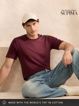 The Souled Store - Originals Supima: Amaranth Men Burgundy T-Shirt