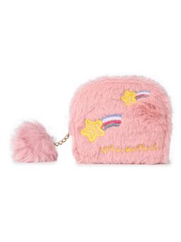 NFI Essentials - Fur Semicircle Clutch Wallet For Holding Card ,Coin (Peach) (One Size)