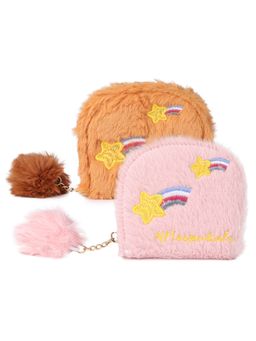 NFI Essentials - Fur Semicircle Clutch Wallet For Holding Card ,Coin (Pack Of 2)