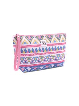 NFI Essentials - Pu Geometric Print Makeup Cosmetic Pouch for Women