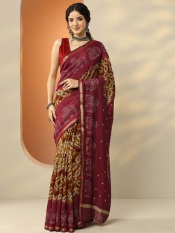 Libas - Multi-Color Silk Blend Printed Saree with Unstitched Blouse