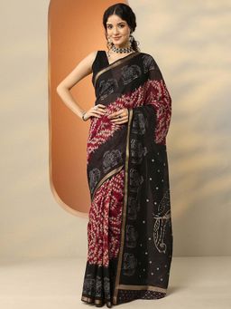 Libas - Multi-Color Silk Blend Printed Saree with Unstitched Blouse
