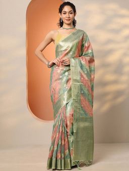 Libas - Multi-Color Silk Blend Woven Saree with Unstitched Blouse