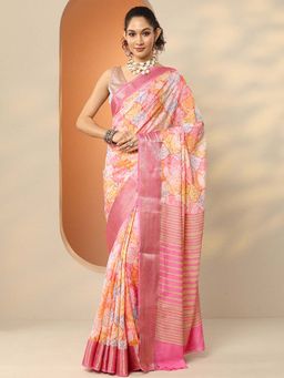 Libas - Multi-Color Silk Blend Printed Saree with Unstitched Blouse