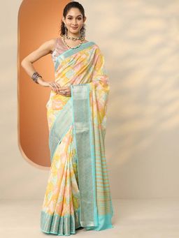 Libas - Multi-Color Silk Blend Printed Saree with Unstitched Blouse