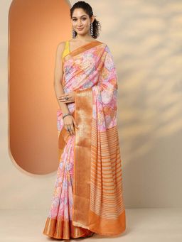 Libas - Multi-Color Silk Blend Printed Saree with Unstitched Blouse