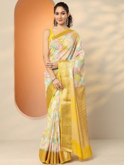 Libas - Multi-Color Silk Blend Printed Saree with Unstitched Blouse