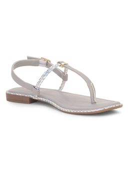 Bata - Women Buckle Grey Flats