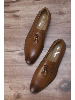 Louis Philippe - Solid Brown Slip Ons