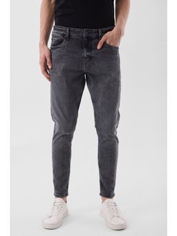 Snitch - Charcoal Grey Solid Skinny Casual Jeans for Men