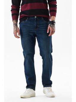 Snitch - Dark Blue Solid Loose Casual Jeans for Men