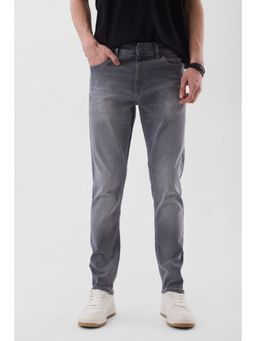 Snitch - Grey Solid Slim Casual Jeans for Men