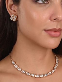 Ratnavali Jewels - Gold Plated Polki Kundan Sleek Jewellery Set