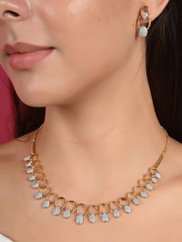 Ratnavali Jewels - Gold Plated White Cz Classic Jewellery Set