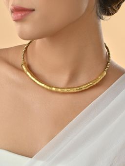 Fida - Gold -Toned Party Molten Beaded Choker Necklace