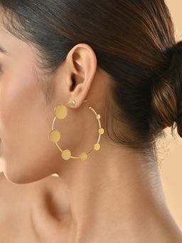 Fida - Brass Gold-Plated Multi Dots Circular Hoop Earrings