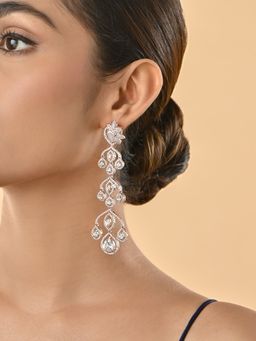 Fida - Premium 14K Rose Gold-Plated Aaa American Diamond White Cocktail Drop Earrings