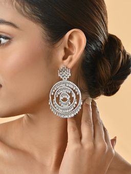Fida - Premium 14K Rhodium-Plated Aaa American Diamond Chandbali Earrings