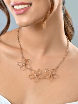 ToniQ - Gold-Toned Triple Floral Choker Necklace
