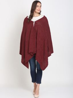 KnitStudio - Maroon Woven Knitted Shawl