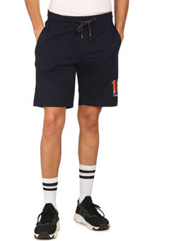 U.S. POLO ASSN. - Men Navy Iyaq Comfort Fit Solid Cotton Polyester Shorts