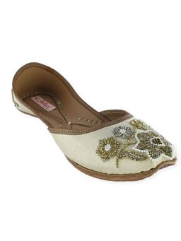 fulkari - Zinnia Beige Gold Leather Juttis