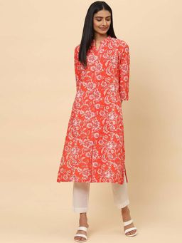 Biba - Red Sorbet Straight Kurta
