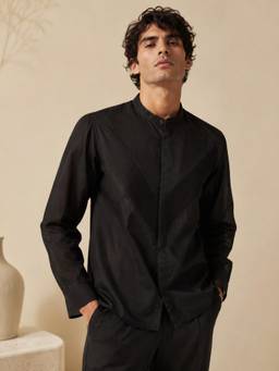 MAYANK MODI - Malai Cotton Black Shirt