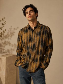 MAYANK MODI - Muslin Printed Brown Shirt