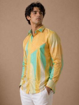 MAYANK MODI - Muslin Printed Yellow Shirt