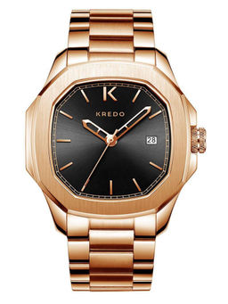 KREDO - Men OTUS² Rose Black Japanese Quartz Time and Date Movement Analogue Watch
