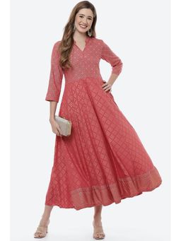 Rangriti - Fuschia Viscose Rayon Kalidar Dress