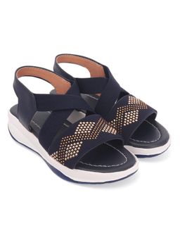 FREEPLAY - Girls Embellished Round Toe Comfort Navy Blue Sandals