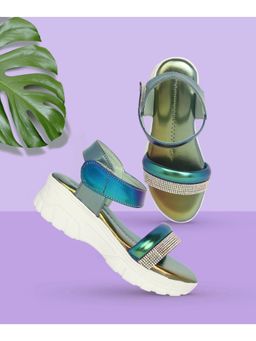 FREEPLAY - Girls Embellished Round Toe Blue Sandals