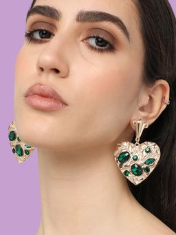 Sohi - Gold Plated Designer Stone Party Drop Earring For Women