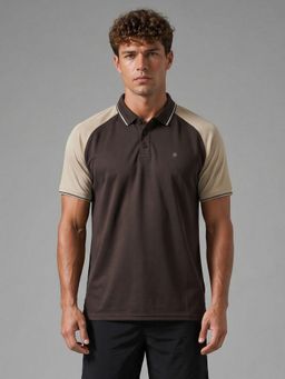WROGN - Men Brown Nylon Active Polo T-Shirt