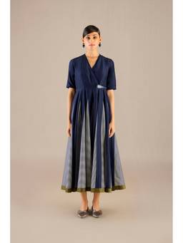 AMPM - Navy Blue Asma Midi Dress with Belt (Set of 2)