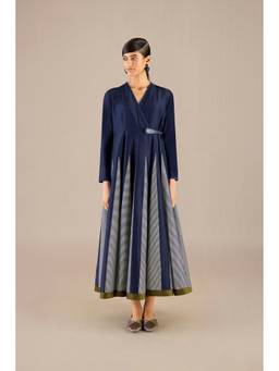 AMPM - Navy Blue Asma Midi Dress with Belt (Set of 2)