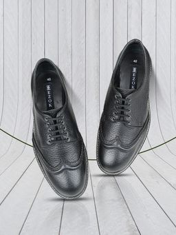 EZOK - Men’s Leather Lace-Up Stylish and Durable Black Derbies