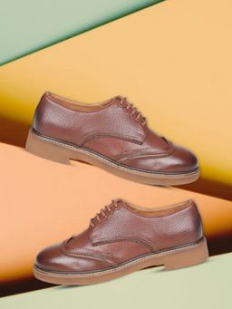 EZOK - Men’s Leather Lace-Up Stylish and Durable Tan Derbies