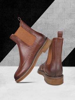 EZOK - Men’s Leather Chelsea Classic and Stylish Tan Chelsea Boots