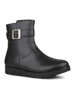 Inc.5 - Womens Black Solid Long Buckle Boots
