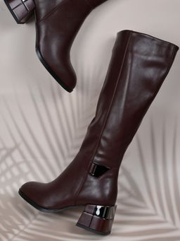 Ronnie Grey - Women Maroon Solid High Top Casual Boots