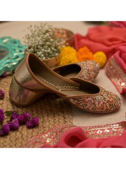 Coral Haze - Ivory Juttis with Multi Colored Mandala Print