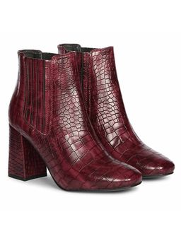 Saint G - Edwina Burgundy Croc Vegan Leather Chelsea Boots
