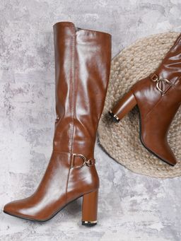 Ronnie Grey - Women Brown Solid High Top Casual Boots