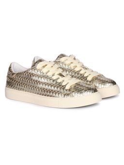 Saint G - Gold Woven Leather Sneakers