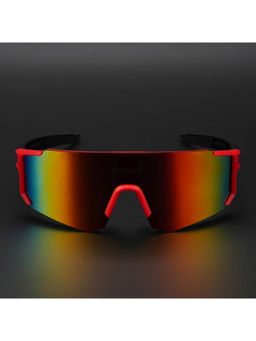 Voyage - Drift Wrap Around Polarized Multicolor Lens & Red Frame Sunglasses - PMG5597 (60)