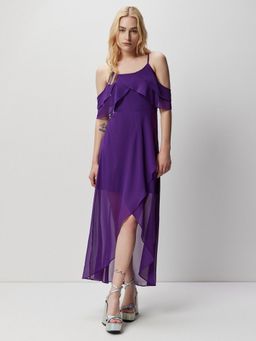 Cover Story - Purple Solid Maxi Dress